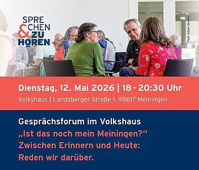 Öffnet die Seite 'Gesprächsforum im Volkshaus - Ist das noch mein Meiningen?'